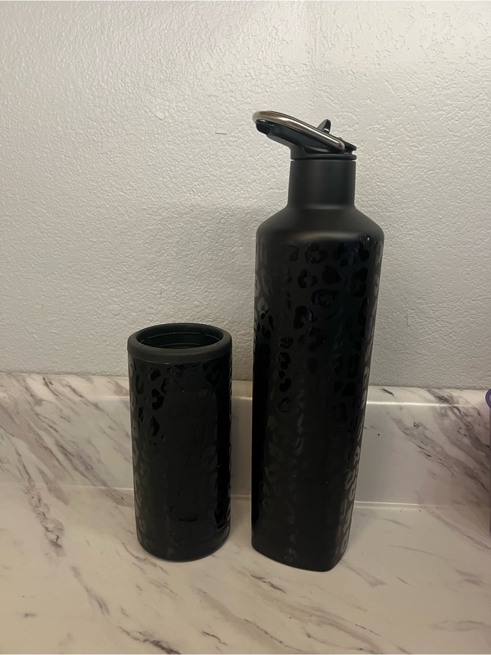 Matte Black Leopard-Pattern Brumate set of two